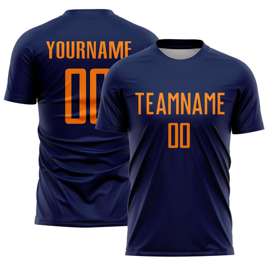 Custom Navy Bay Orange Sublimation Soccer Uniform Jersey - Sky-Custom