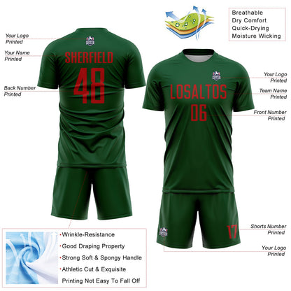Custom Green Red Sublimation Soccer Uniform Jersey - Sky-Custom