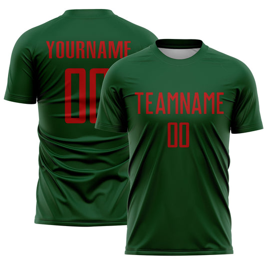 Custom Green Red Sublimation Soccer Uniform Jersey - Sky-Custom
