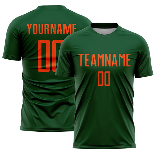 Custom Green Orange Sublimation Soccer Uniform Jersey - Sky-Custom
