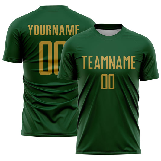Custom Green Old Gold Sublimation Soccer Uniform Jersey - Sky-Custom