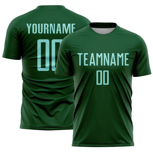 Custom Green Ice Blue Sublimation Soccer Uniform Jersey - Sky-Custom
