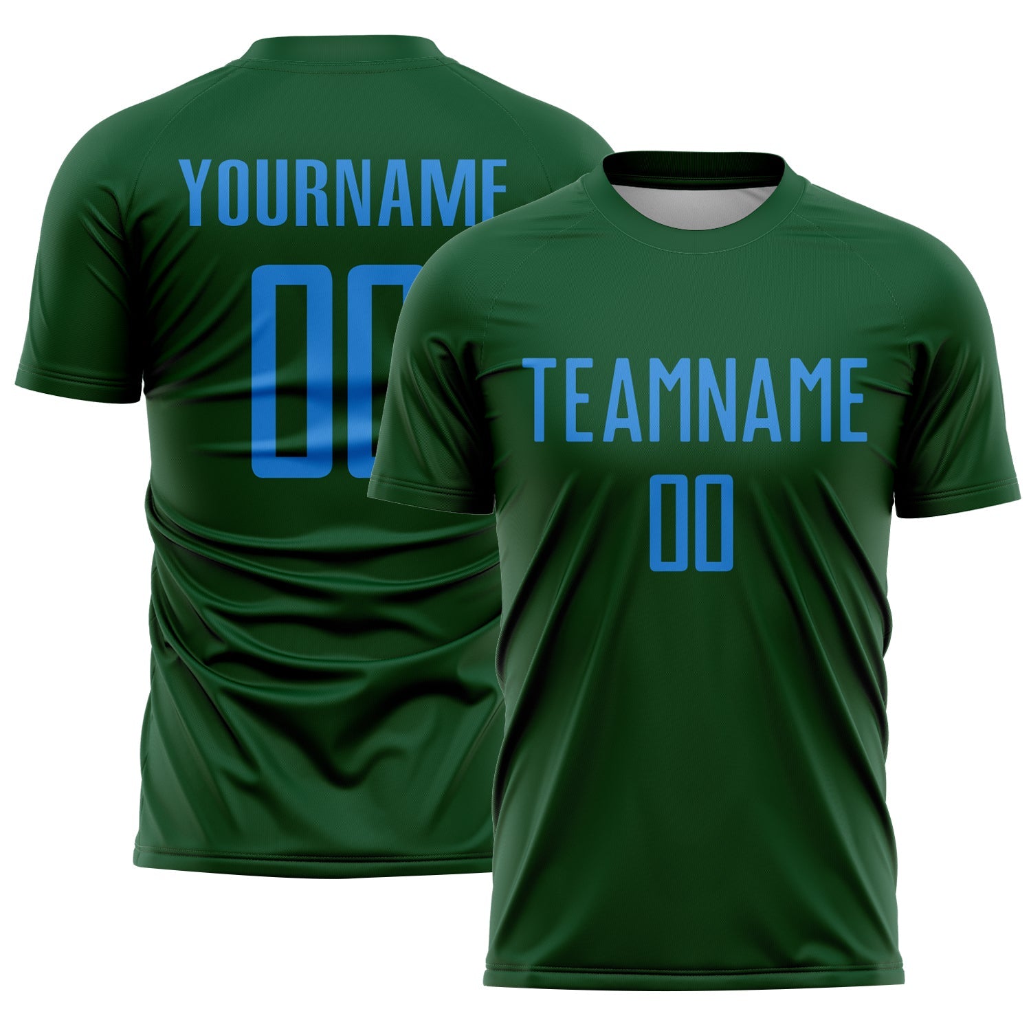 Custom Green Powder Blue Sublimation Soccer Uniform Jersey - Sky-Custom