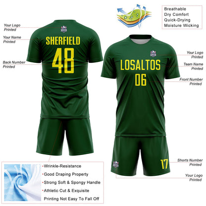 Custom Green Light Yellow Sublimation Soccer Uniform Jersey - Sky-Custom