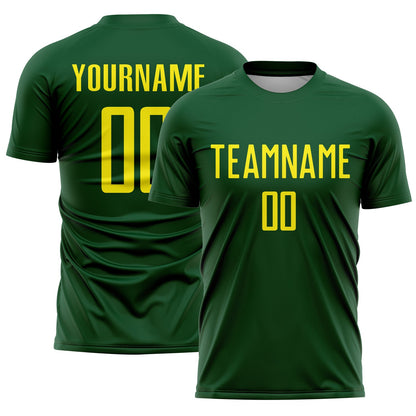 Custom Green Light Yellow Sublimation Soccer Uniform Jersey - Sky-Custom