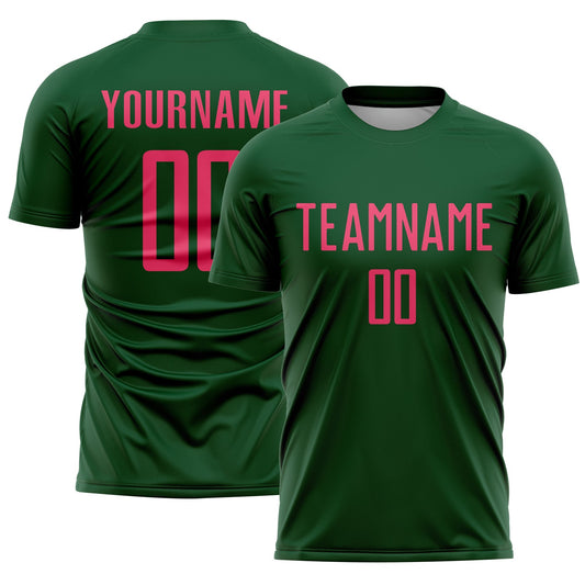 Custom Green Neon Pink Sublimation Soccer Uniform Jersey - Sky-Custom
