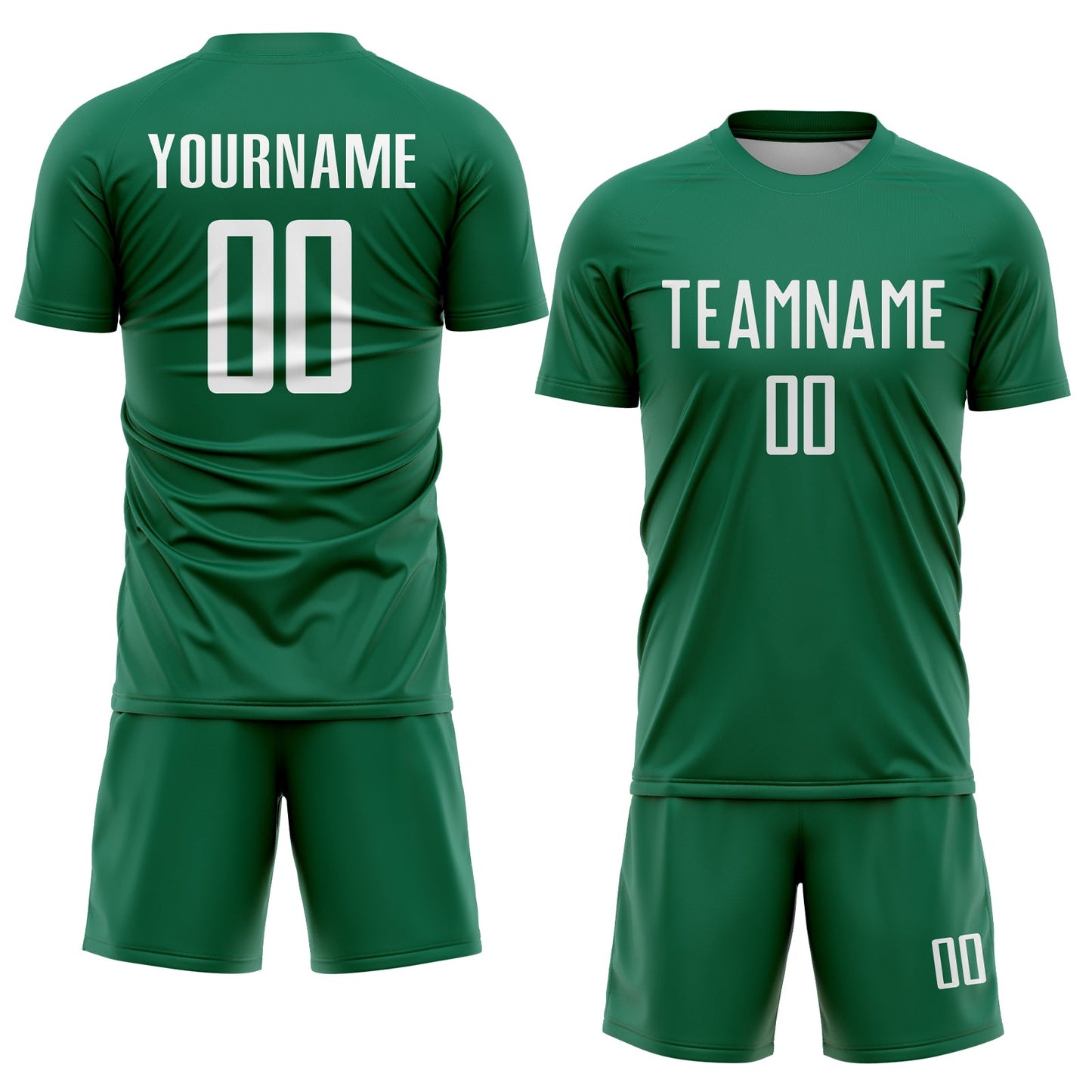 Custom Kelly Green White Sublimation Soccer Uniform Jersey - Sky-Custom