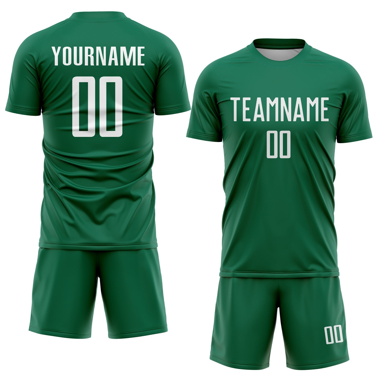 Custom Kelly Green White Sublimation Soccer Uniform Jersey - Sky-Custom