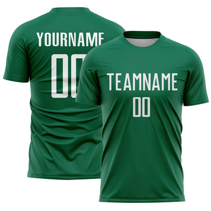Custom Kelly Green White Sublimation Soccer Uniform Jersey - Sky-Custom