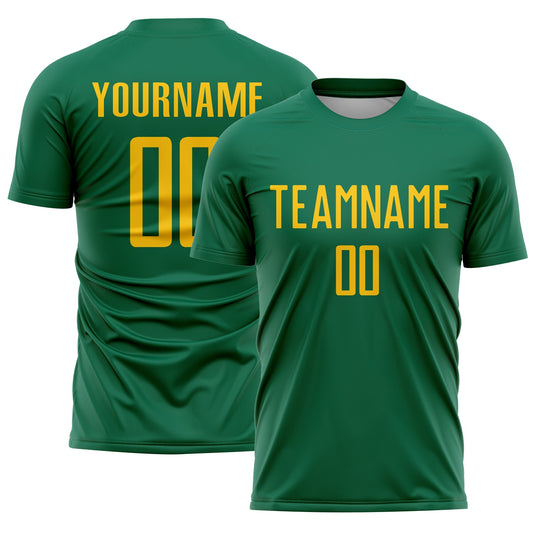 Custom Kelly Green Yellow Sublimation Soccer Uniform Jersey - Sky-Custom