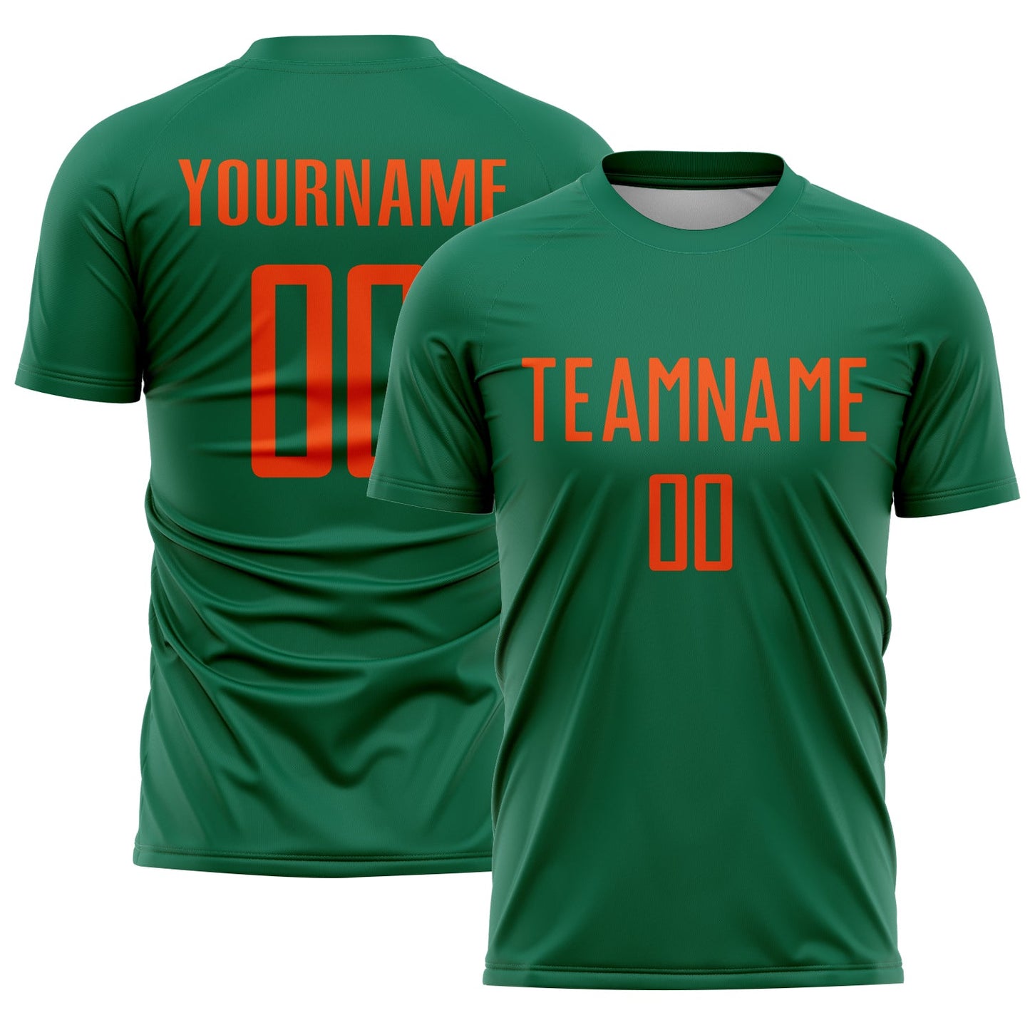 Custom Kelly Green Orange Sublimation Soccer Uniform Jersey - Sky-Custom