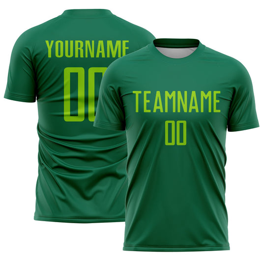 Custom Kelly Green Neon Green Sublimation Soccer Uniform Jersey - Sky-Custom
