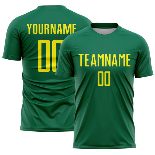 Custom Kelly Green Light Yellow Sublimation Soccer Uniform Jersey - Sky-Custom