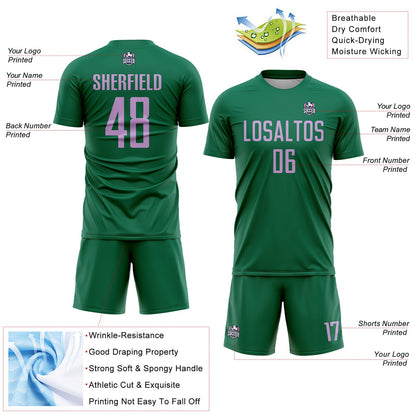 Custom Kelly Green Light Purple Sublimation Soccer Uniform Jersey - Sky-Custom