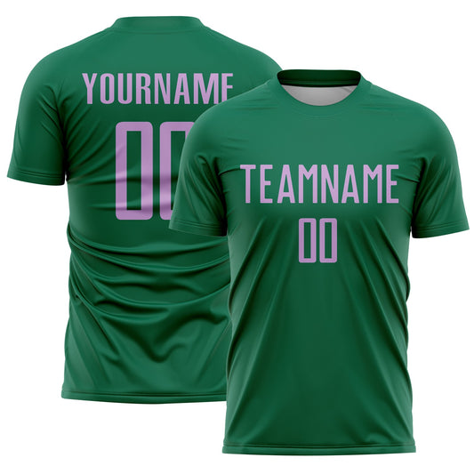 Custom Kelly Green Light Purple Sublimation Soccer Uniform Jersey - Sky-Custom