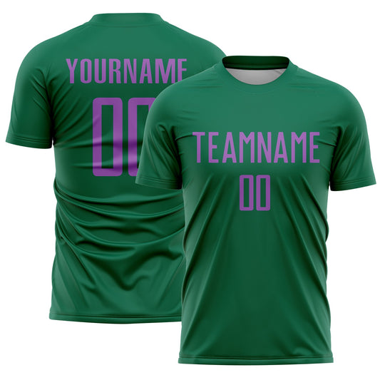Custom Kelly Green Medium Purple Sublimation Soccer Uniform Jersey - Sky-Custom