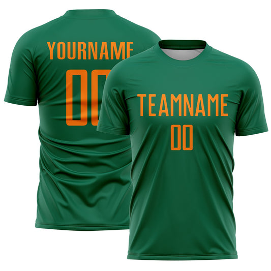 Custom Kelly Green Bay Orange Sublimation Soccer Uniform Jersey - Sky-Custom