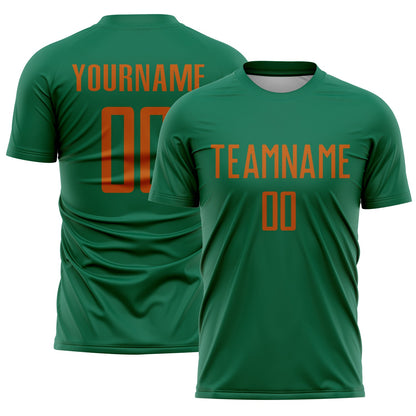 Custom Kelly Green Texas Orange Sublimation Soccer Uniform Jersey - Sky-Custom