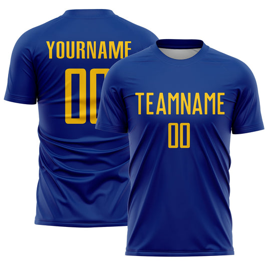 Custom Royal Yellow Sublimation Soccer Uniform Jersey - Sky-Custom