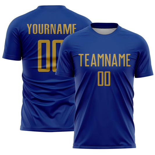 Custom Royal Old Gold Sublimation Soccer Uniform Jersey - Sky-Custom