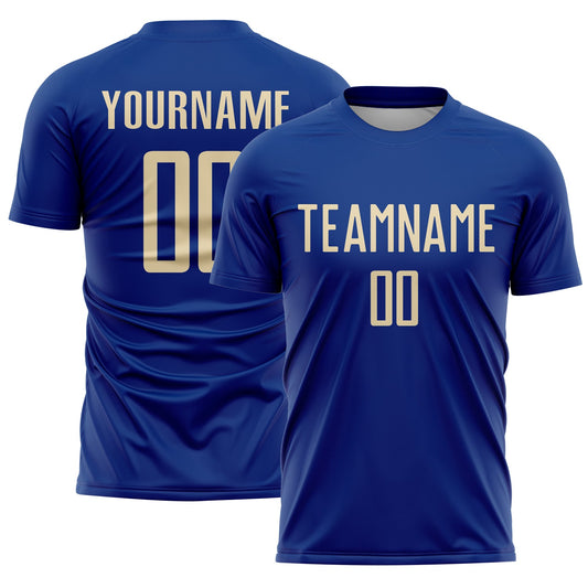 Custom Royal Cream Sublimation Soccer Uniform Jersey - Sky-Custom