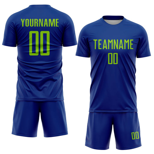 Custom Royal Neon Green Sublimation Soccer Uniform Jersey - Sky-Custom