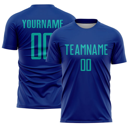 Custom Royal Aqua Sublimation Soccer Uniform Jersey - Sky-Custom