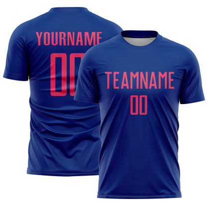Custom Royal Neon Pink Sublimation Soccer Uniform Jersey - Sky-Custom