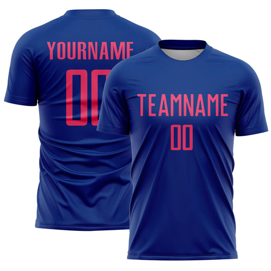 Custom Royal Neon Pink Sublimation Soccer Uniform Jersey - Sky-Custom