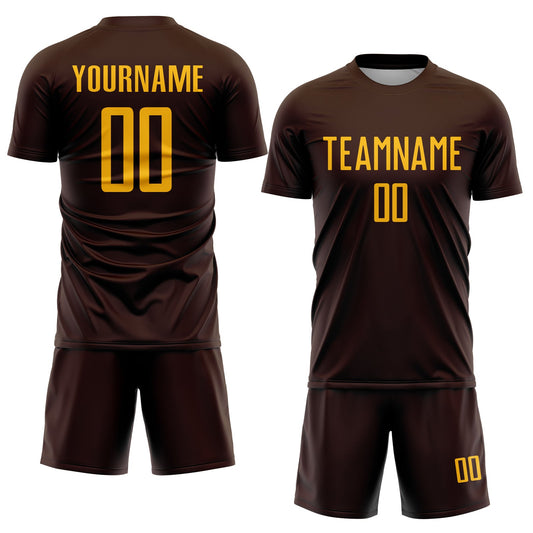 Custom Brown Gold Sublimation Soccer Uniform Jersey - Sky-Custom