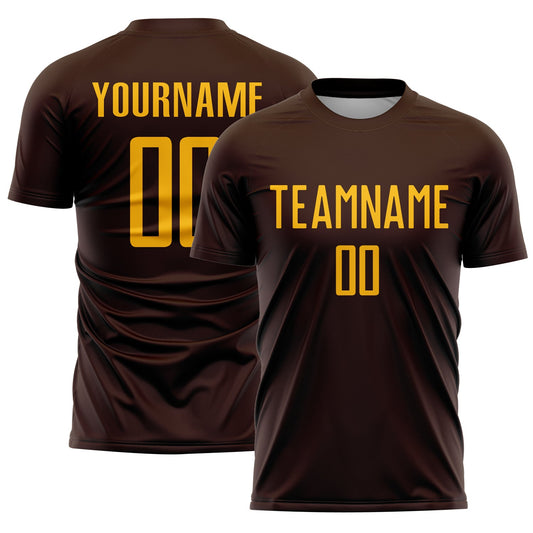 Custom Brown Gold Sublimation Soccer Uniform Jersey - Sky-Custom