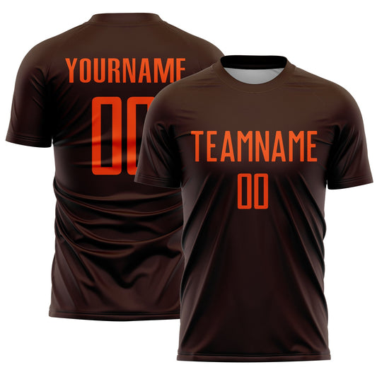 Custom Brown Orange Sublimation Soccer Uniform Jersey - Sky-Custom