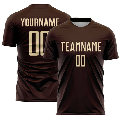 Custom Brown Cream Sublimation Soccer Uniform Jersey - Sky-Custom