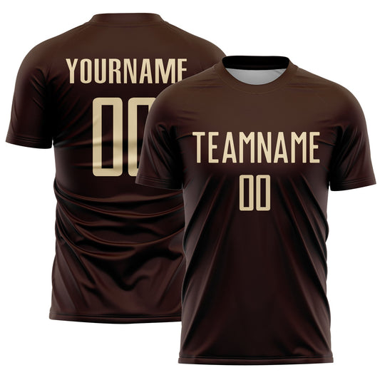 Custom Brown Cream Sublimation Soccer Uniform Jersey - Sky-Custom