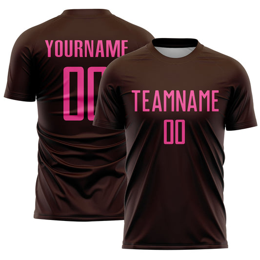 Custom Brown Pink Sublimation Soccer Uniform Jersey - Sky-Custom