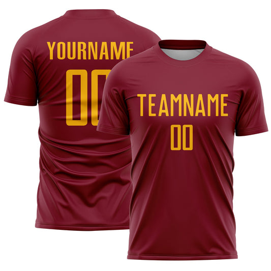 Custom Crimson Gold Sublimation Soccer Uniform Jersey - Sky-Custom
