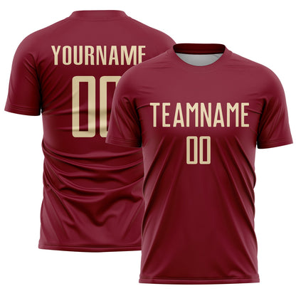Custom Crimson Cream Sublimation Soccer Uniform Jersey - Sky-Custom