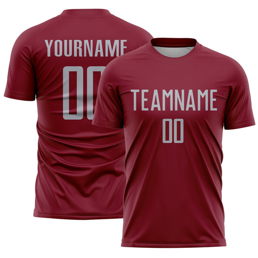 Custom Crimson Gray Sublimation Soccer Uniform Jersey - Sky-Custom