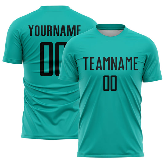 Custom Aqua Black Sublimation Soccer Uniform Jersey - Sky-Custom