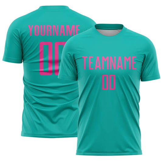 Custom Aqua Pink Sublimation Soccer Uniform Jersey - Sky-Custom