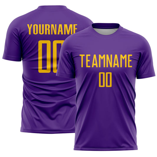 Custom Purple Gold Sublimation Soccer Uniform Jersey - Sky-Custom
