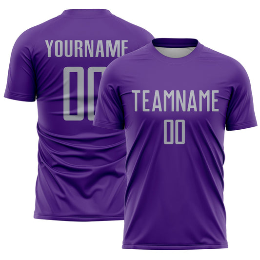 Custom Purple Gray Sublimation Soccer Uniform Jersey - Sky-Custom