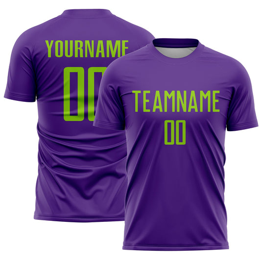 Custom Purple Neon Green Sublimation Soccer Uniform Jersey - Sky-Custom