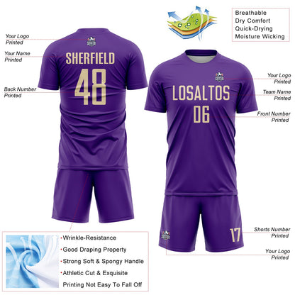 Custom Purple Cream Sublimation Soccer Uniform Jersey - Sky-Custom