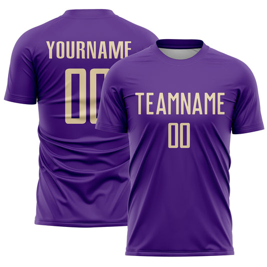Custom Purple Cream Sublimation Soccer Uniform Jersey - Sky-Custom