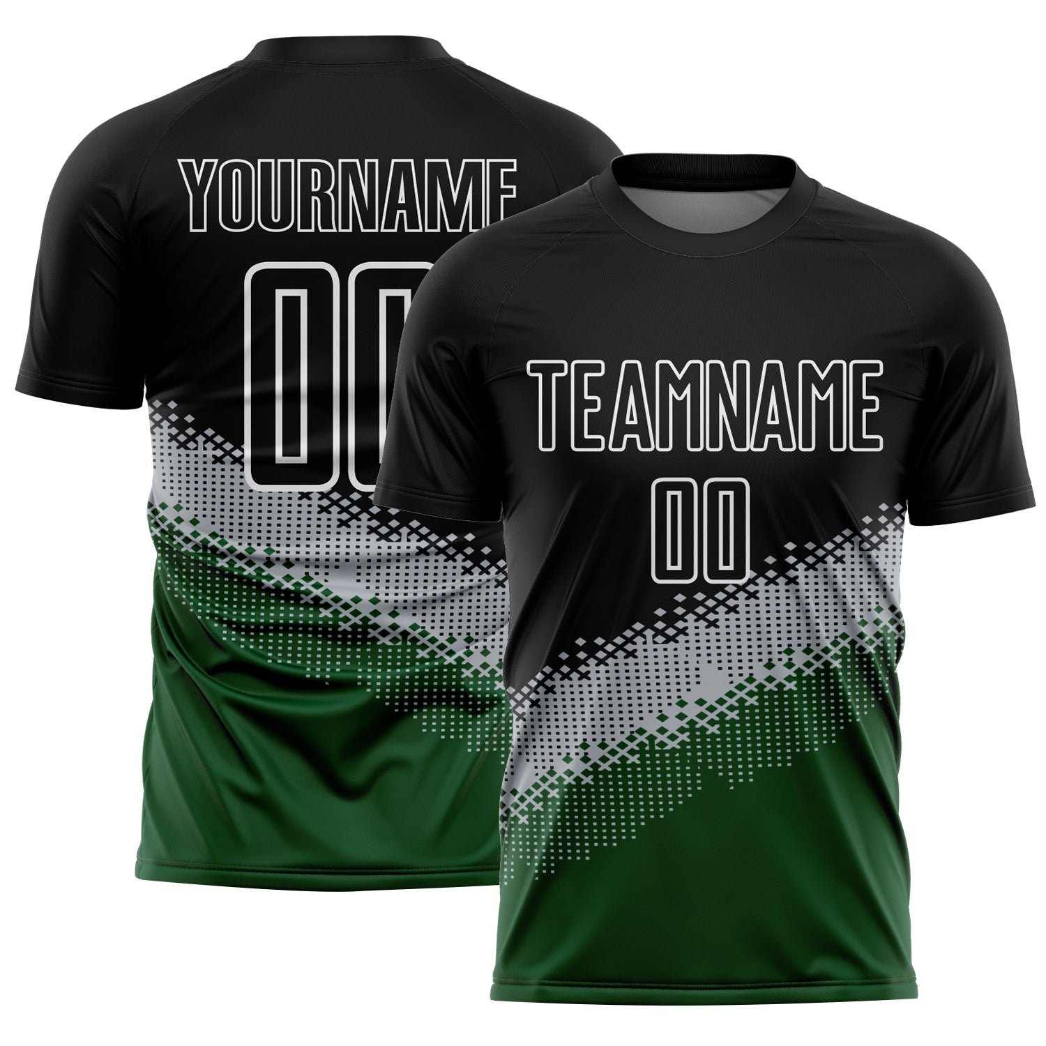 Custom Black Gray-Green Gradient Geometric Shape Sublimation Soccer Uniform Jersey - Sky-Custom