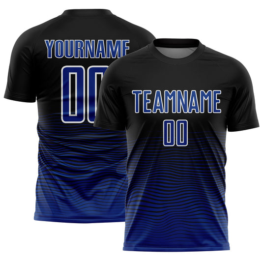 Custom Black Royal-White Gradient Line Sublimation Soccer Uniform Jersey - Sky-Custom