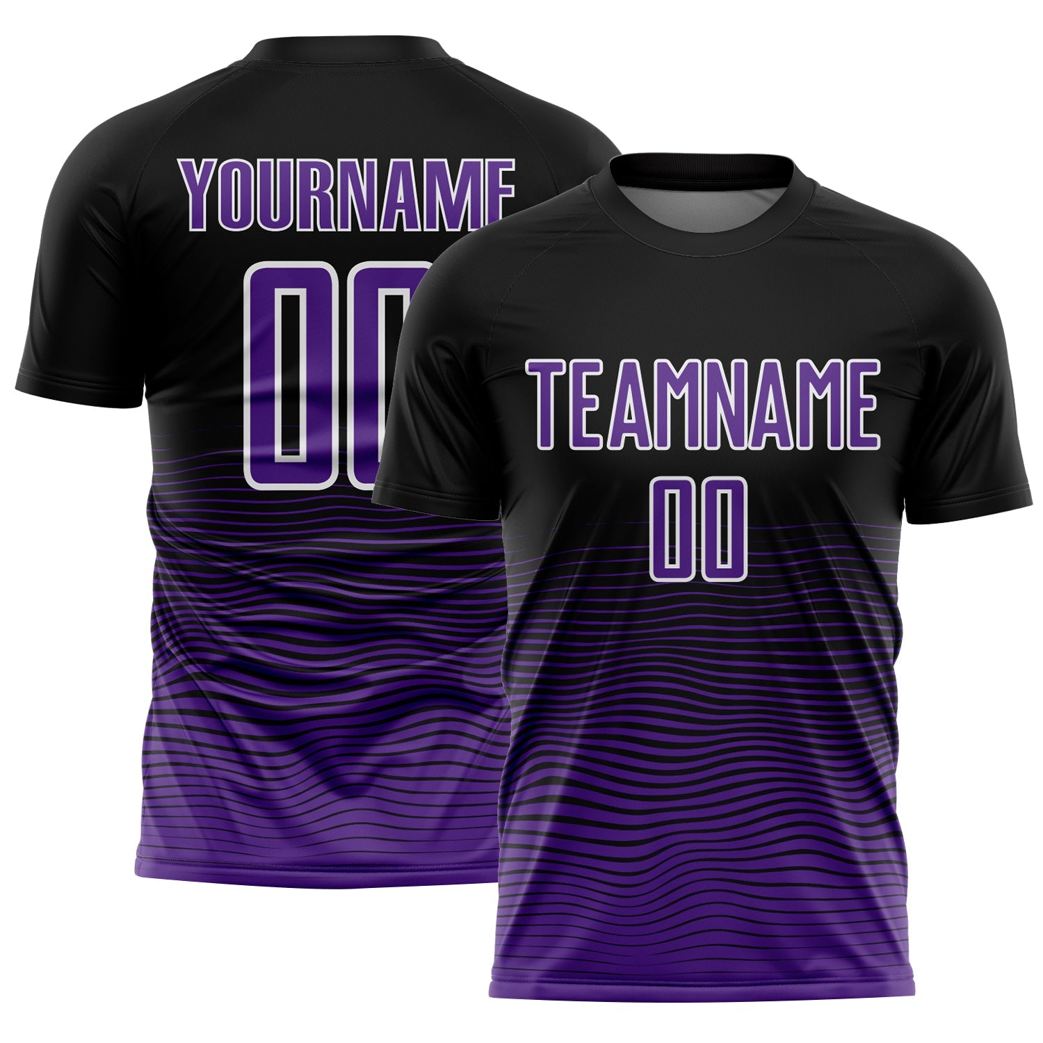 Custom Black Purple-White Gradient Line Sublimation Soccer Uniform Jersey - Sky-Custom