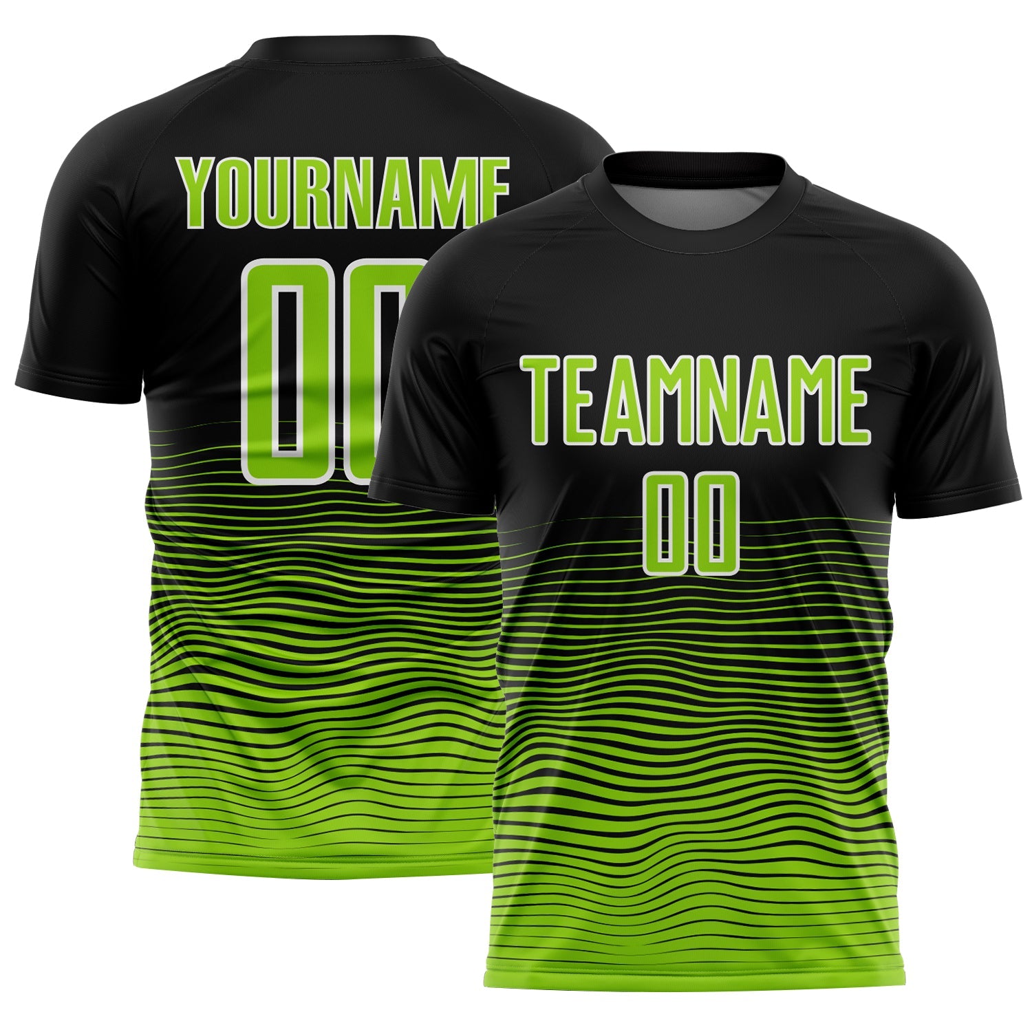 Custom Black Neon Green-White Gradient Line Sublimation Soccer Uniform Jersey - Sky-Custom