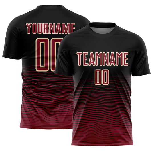 Custom Black Crimson-Cream Gradient Line Sublimation Soccer Uniform Jersey - Sky-Custom